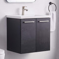 Grey Wood Grain 2-Door Bathroom Vanity with White Ceramic Sink S3906