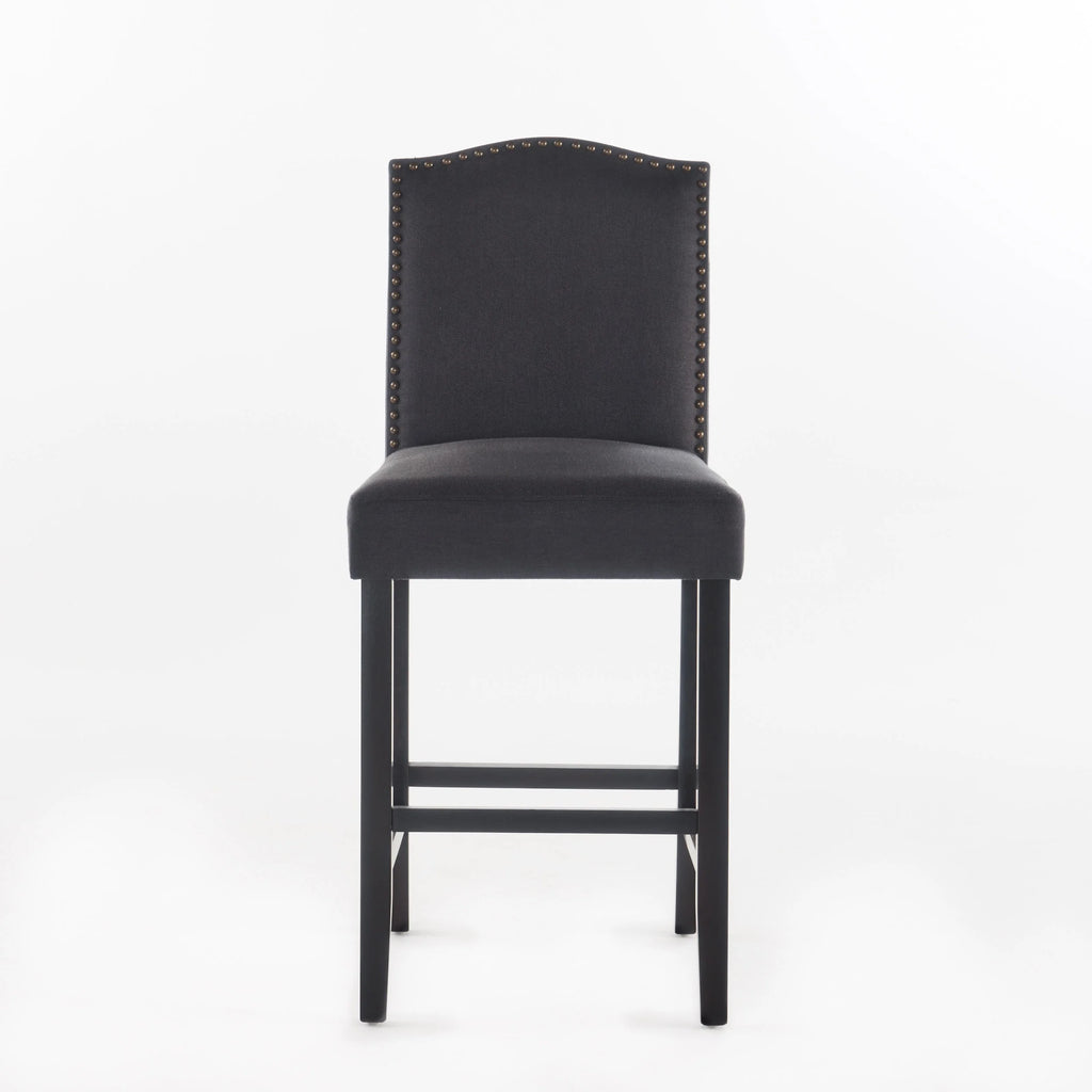 Dark Charcoal Fabric Upholstered Counter Stools, Set of 2 N839996