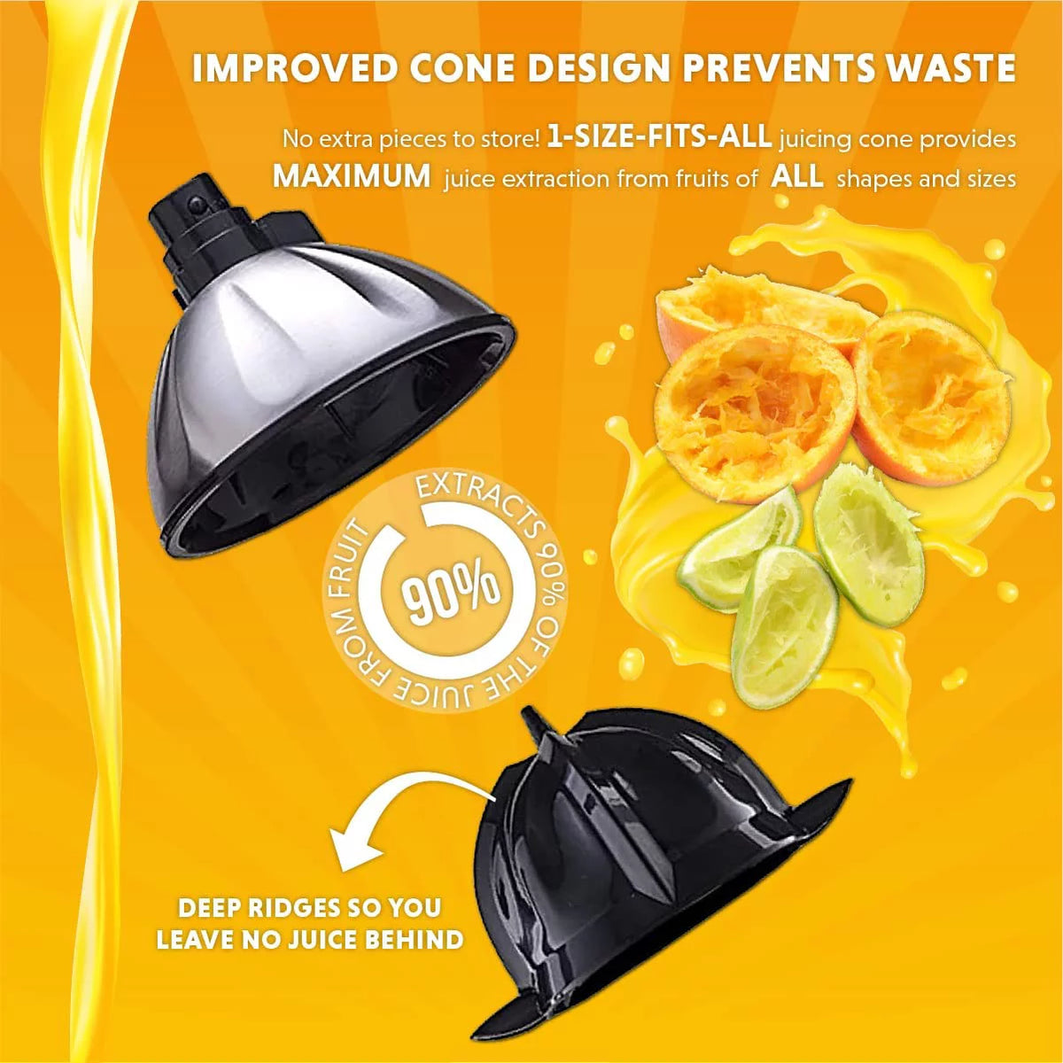 Die Cast Stainless Steel Electric Citrus Juicer Squeezer with 2 Stainless Steel Filter Sizes J142839