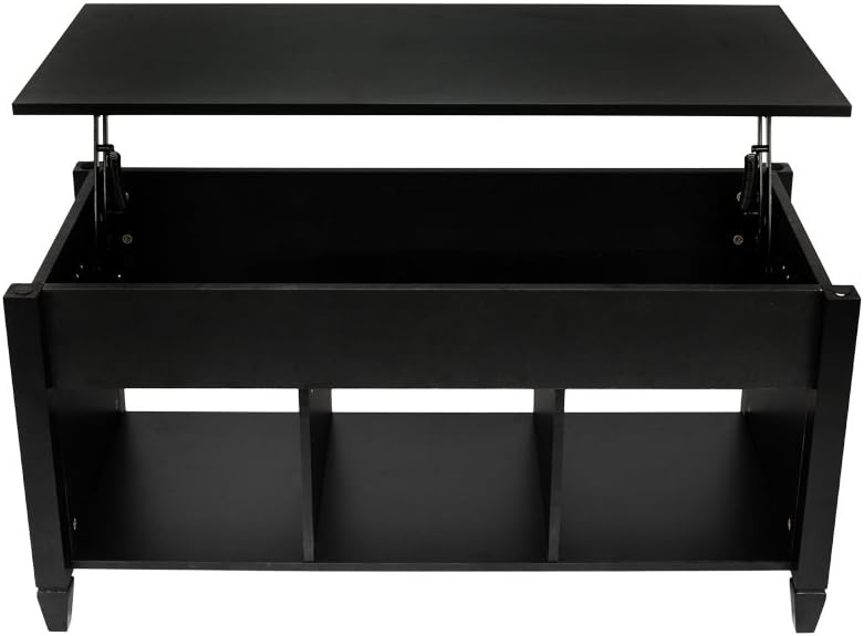 Black Lift Top Wood Coffee Table with Storage Shelf A294449