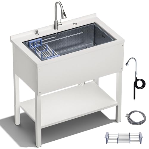 24" Stainless Steel Freestanding Utility Sink with Faucet G93931