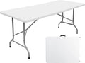 White 6 Foot Foldable Plastic Table with Handle A815