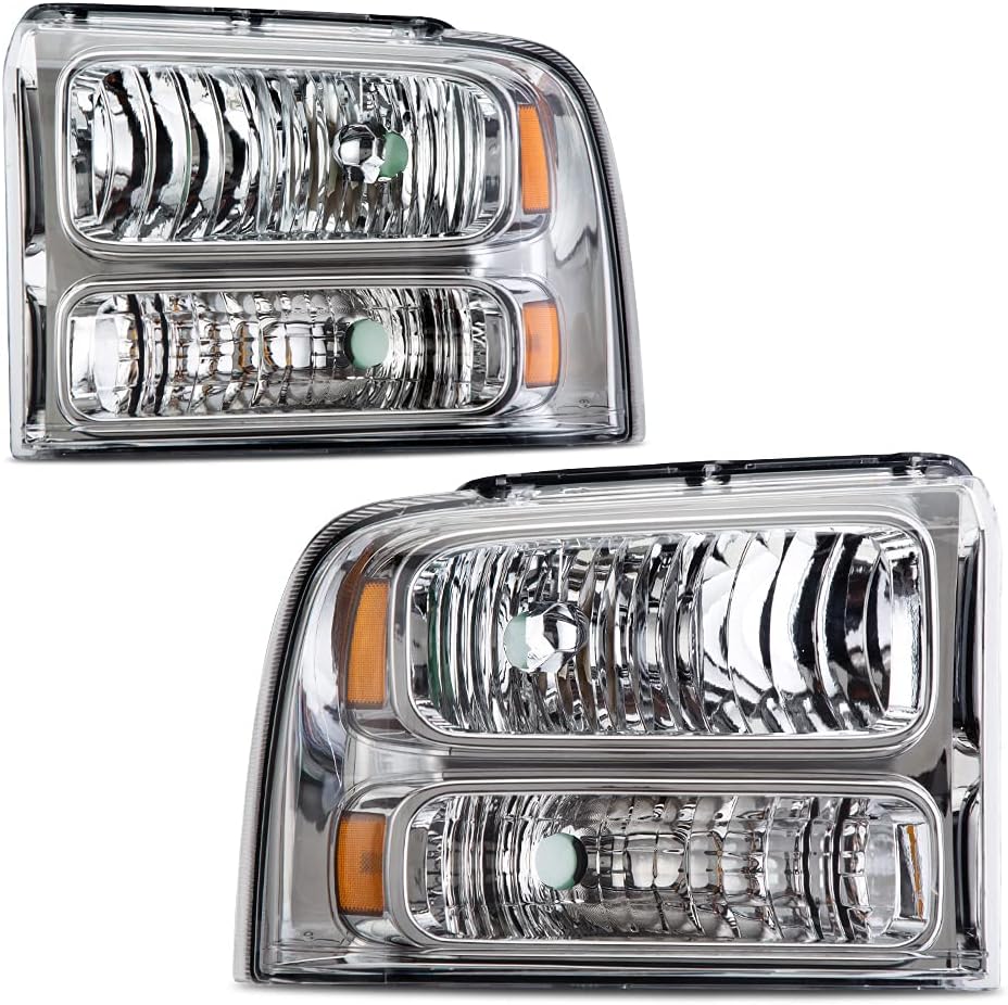 Clear Lens Black Housing Amber Reflector Headlights for Ford Super Duty I992
