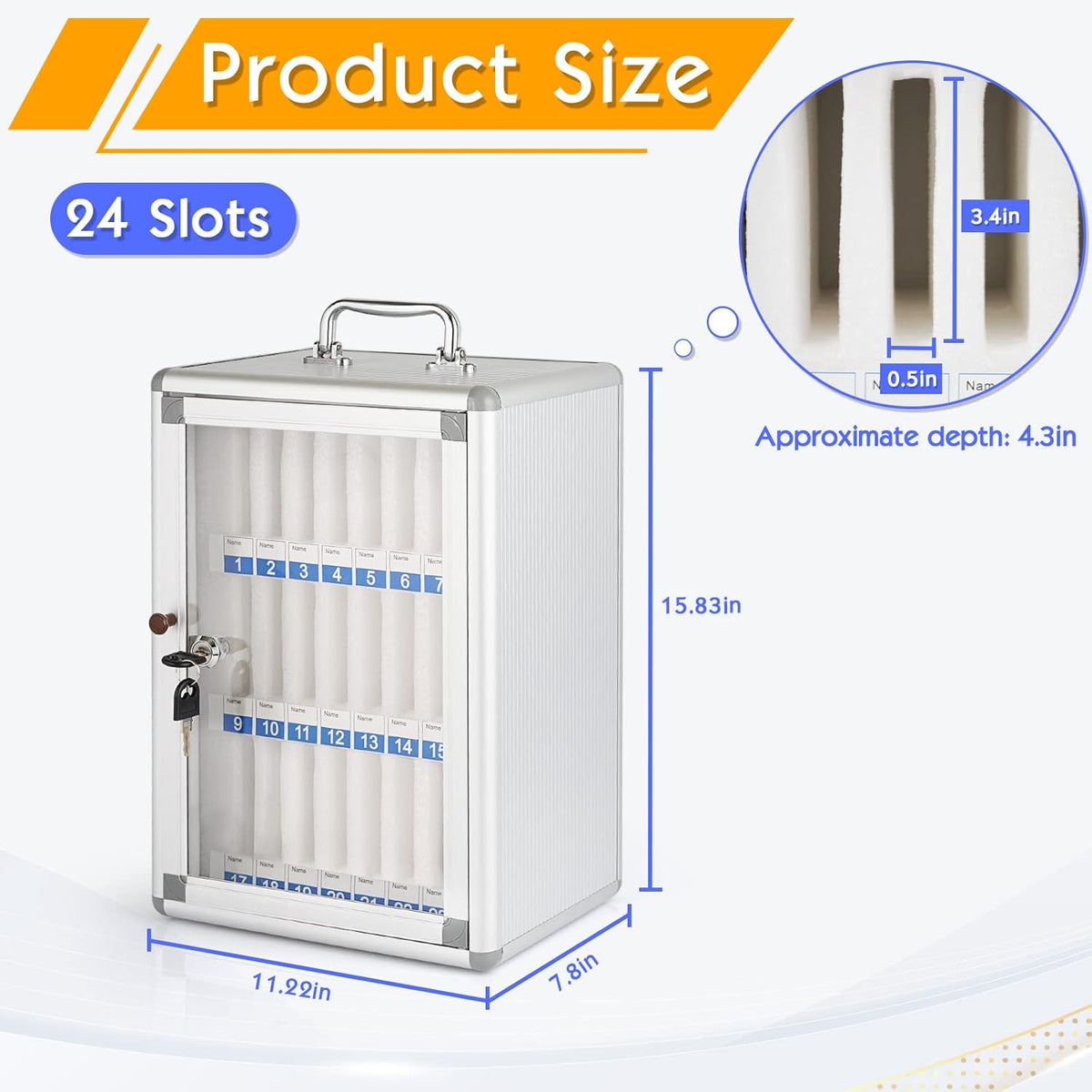 24 Slots Aluminum Alloy Pocket Chart Storage Cabinet P1719