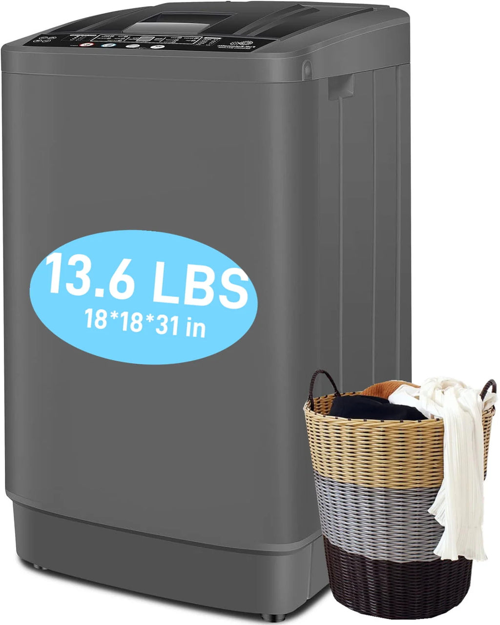 13.6LBS Portable Full Automatic Washing Machine with Drain Pump O176848