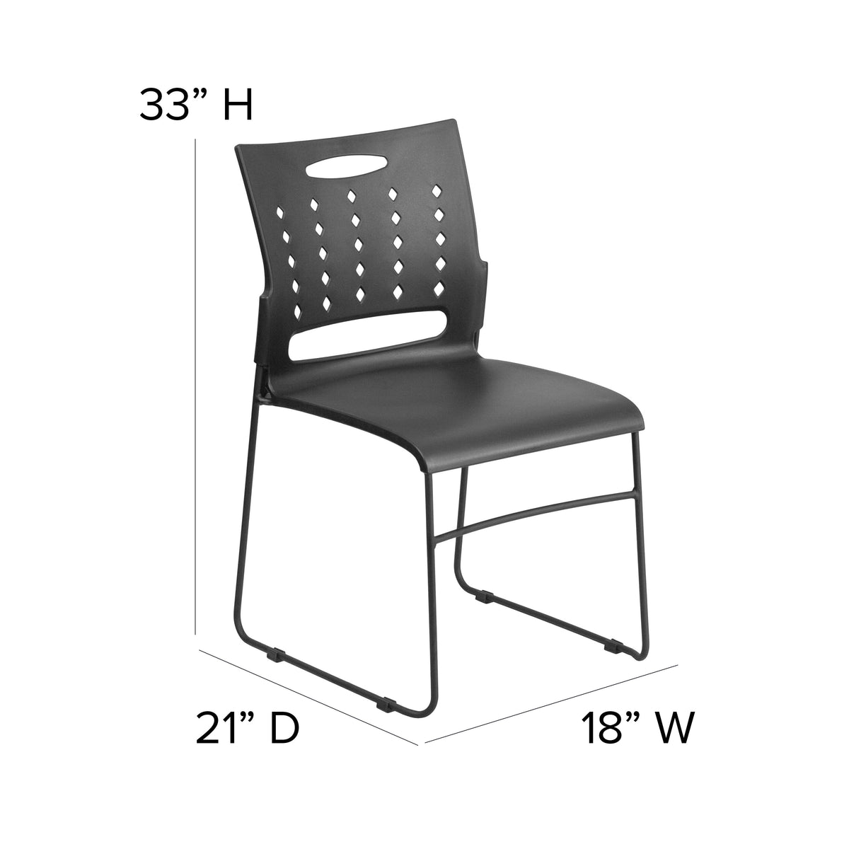 Black Sled Base Stack Chair with Air-Vent Back P319791