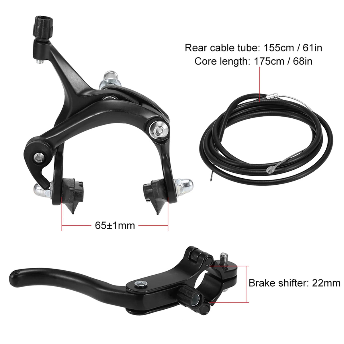 Front Rear Fixie Bike Brake Kit Road Bike Cruiser Brake Set Caliper Side Pull Brake Set R95546