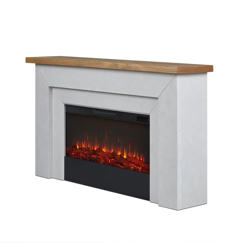 68" Wood Electric Fireplace in Venetian Gray W768077
