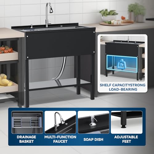 24" Stainless Steel Freestanding Utility Sink with Faucet G93931