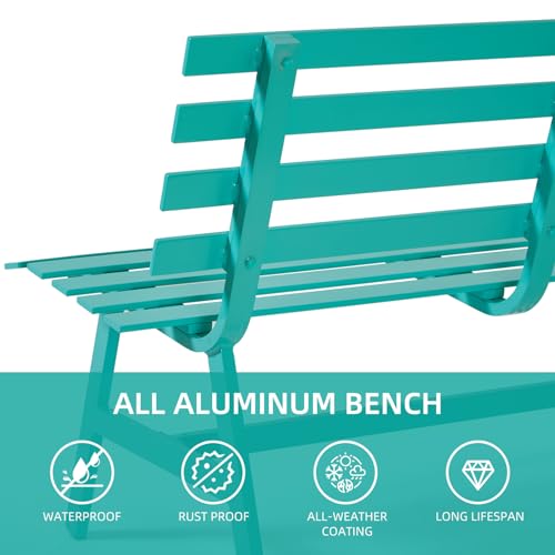 Blue Weatherproof Aluminum Outdoor Bench O371