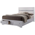 White Solid Wood Queen Storage Bed V9319