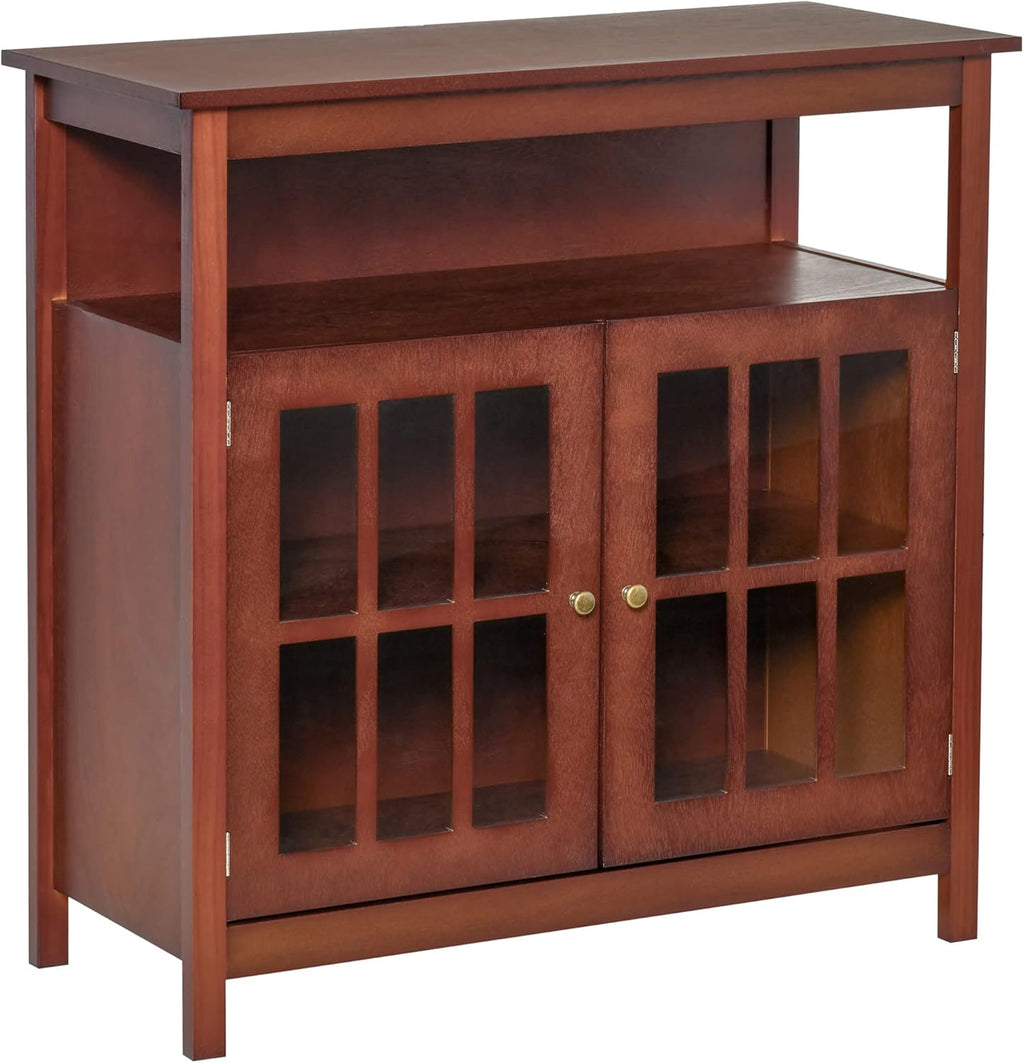 White Kitchen Storage Sideboard Cabinet with Glass Door and Adjustable Shelves G9963