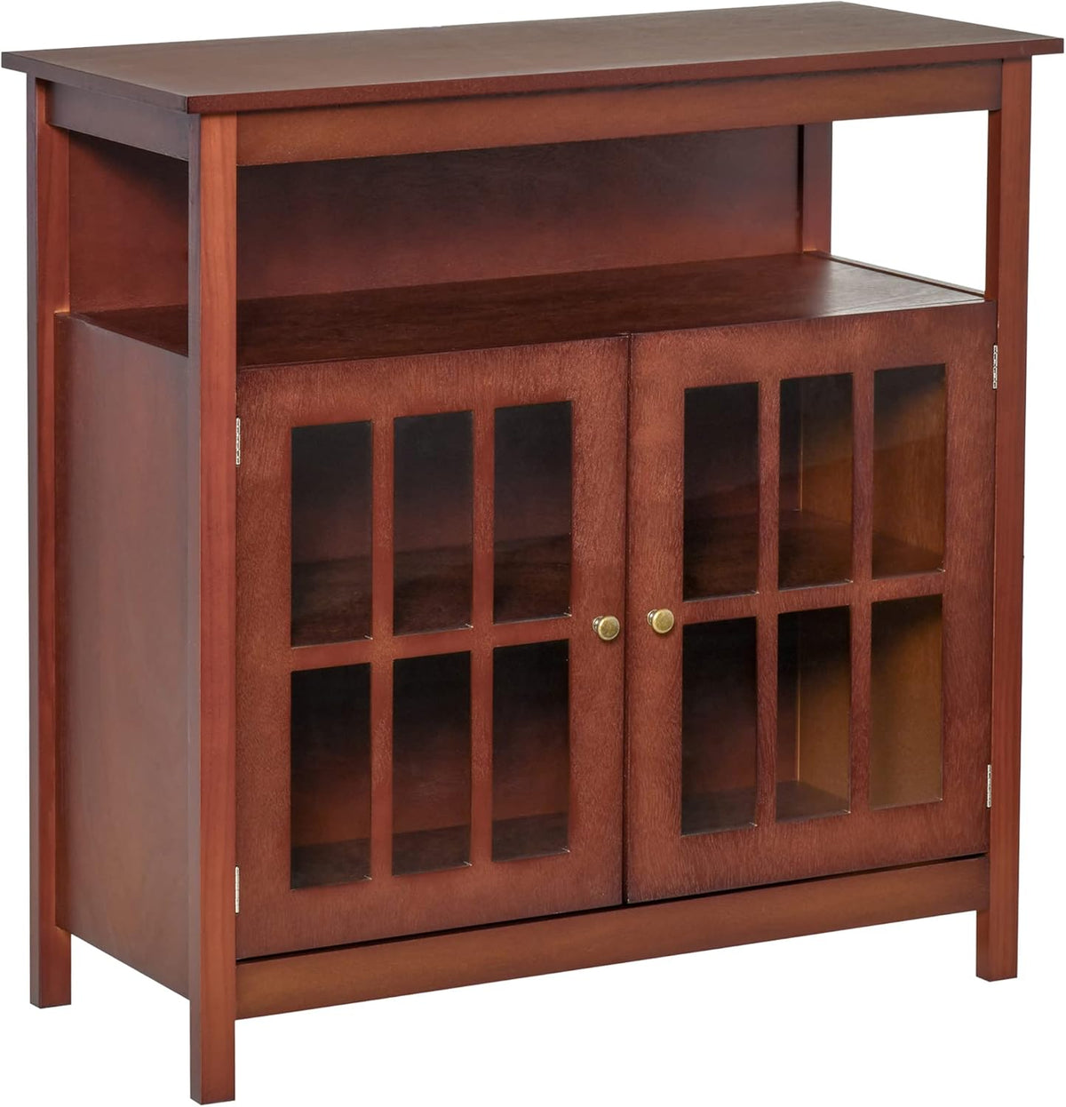 White Kitchen Storage Sideboard Cabinet with Glass Door and Adjustable Shelves G9963