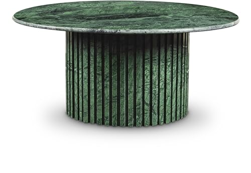 Art Deco Coffee Table with Marble, 36" W x 36" D x 16" H, Green V599411