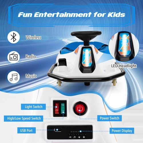 24V Electric Drift Car for Kids with 360° Spin L865