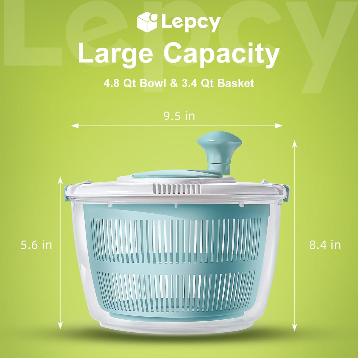 4.8 Qt Large Capacity Salad Spinner with Storage Lid L3768