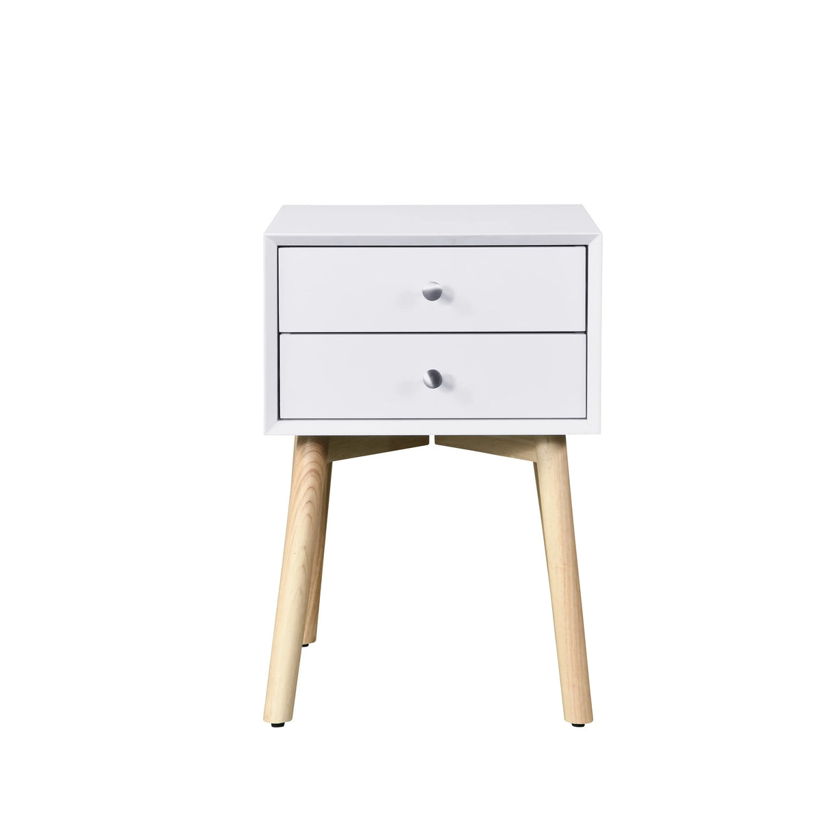 White 2 Drawer Rubber Wood Side Table F453