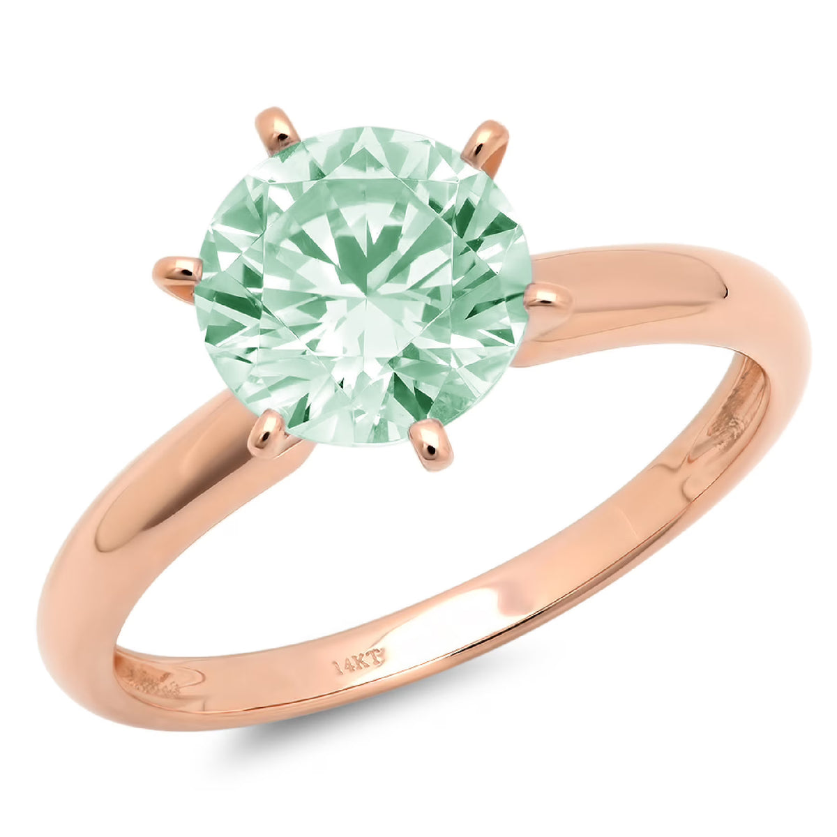 18k Pink Rose Gold Solitaire Ring F934