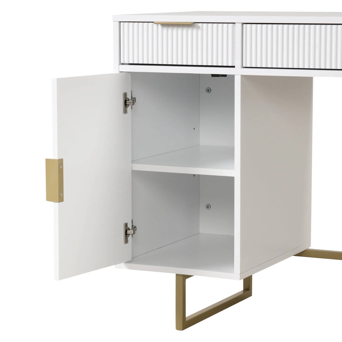 White Computer Desk with Drawers and Cabinet Storage G6361