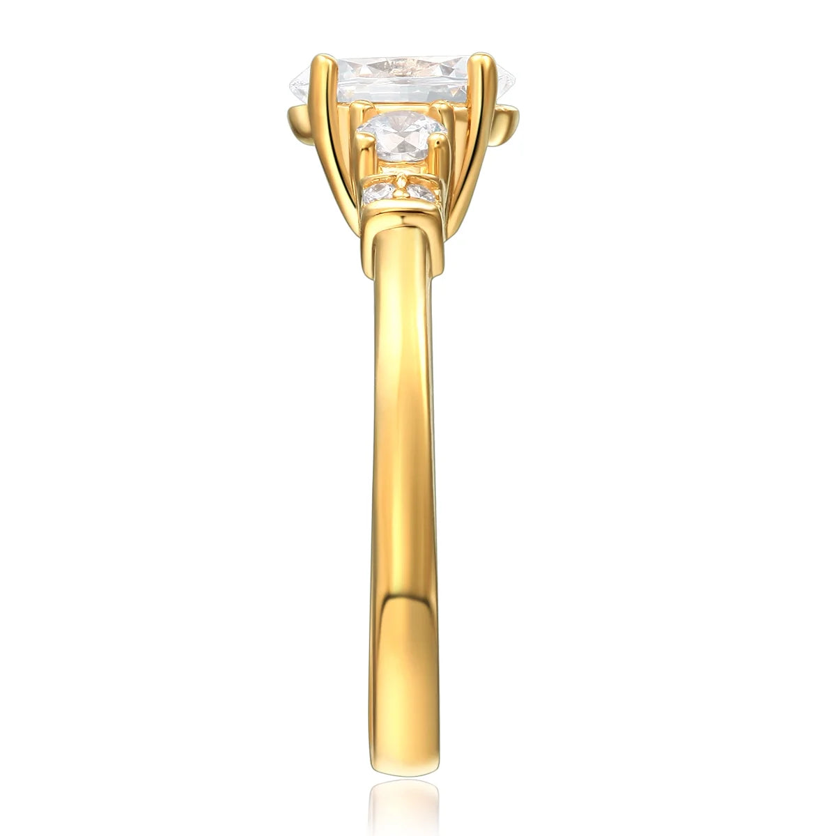 14k Yellow Gold CZ Oval Cut Three Stone Engagement Ring I98851