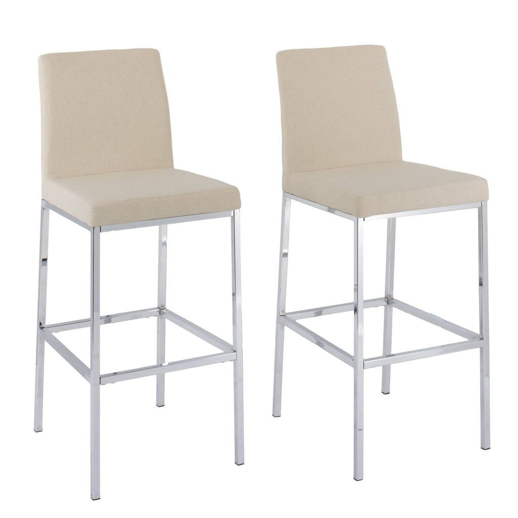 Beige Fabric Barstools with Chrome Legs Set of 2 O966464