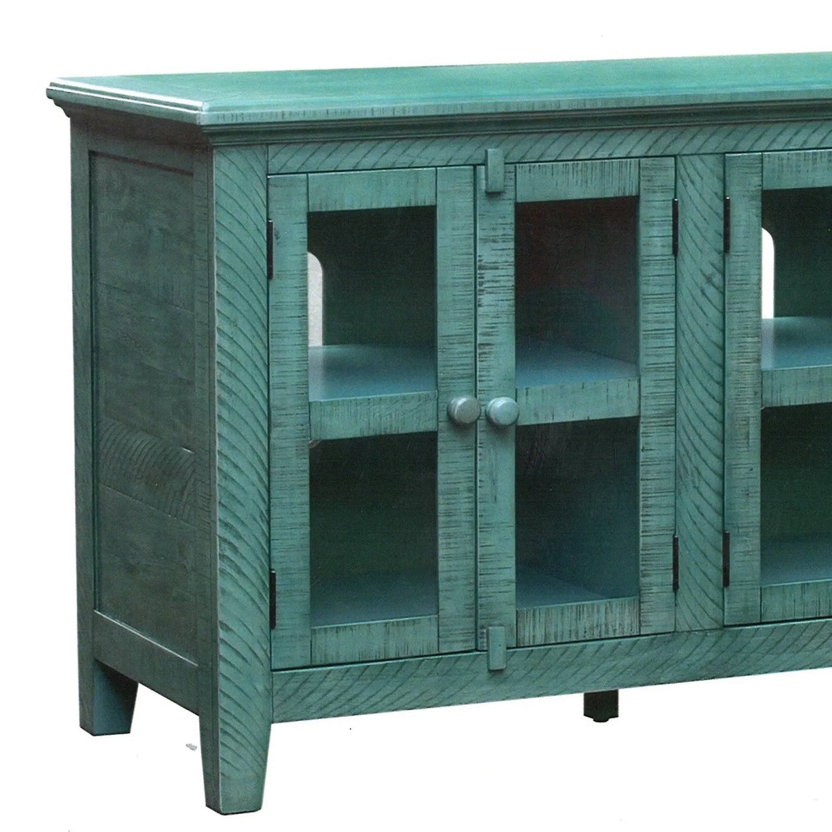 Antique Blue Wooden TV Stand with 3 Door Cabinets X72411