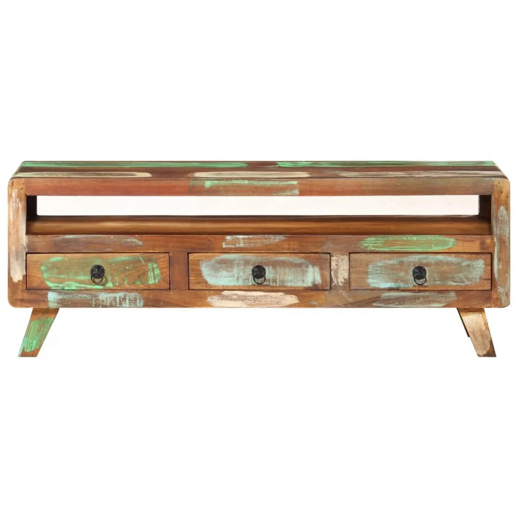 Reclaimed Wood TV Cabinet with 3 Storage Drawers E9149