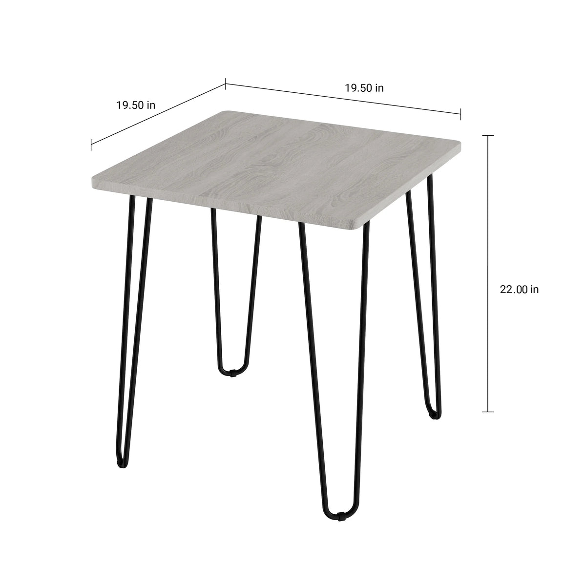 Modern End Table with Hairpin Legs and Woodgrain Finish Gray K392