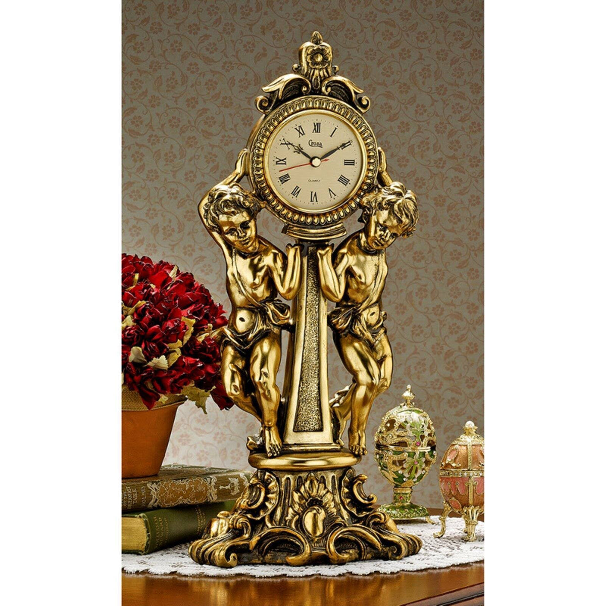 Twin Cherubs Mantle Clock K3182