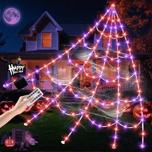 550 LED Lighted Spider Web 16.4Ft with 8 Lighting Modes X9564