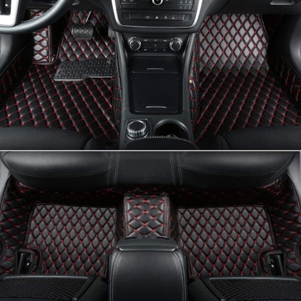 Custom Car Floor Mats Non-Slip Leather Floor Liners Black White Q519