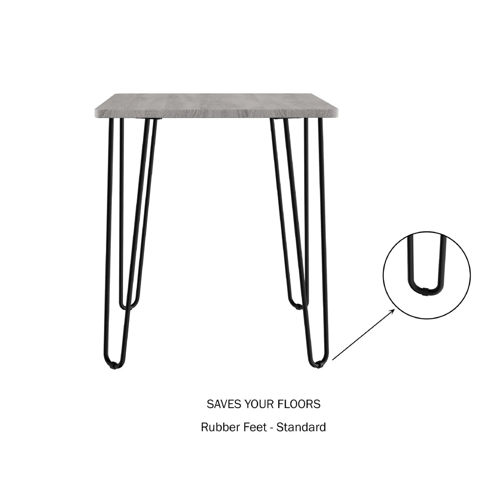 Modern End Table with Hairpin Legs and Woodgrain Finish Gray K392