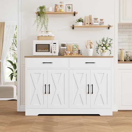 Black Rustic Brown Buffet Cabinet with Drawers and Shelves I28095