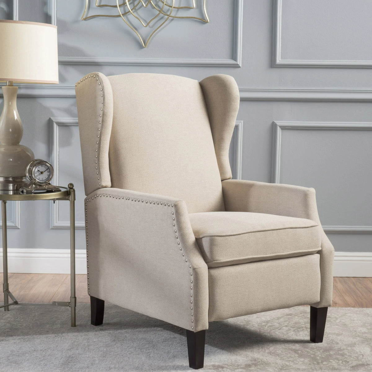 Taupe Tweed Wingback Pushback Recliner A232865