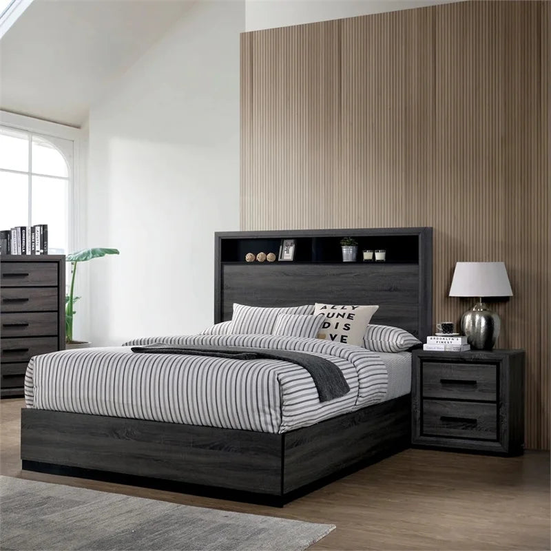 Gray Wood 3-Piece Bedroom Set Cal King P561109