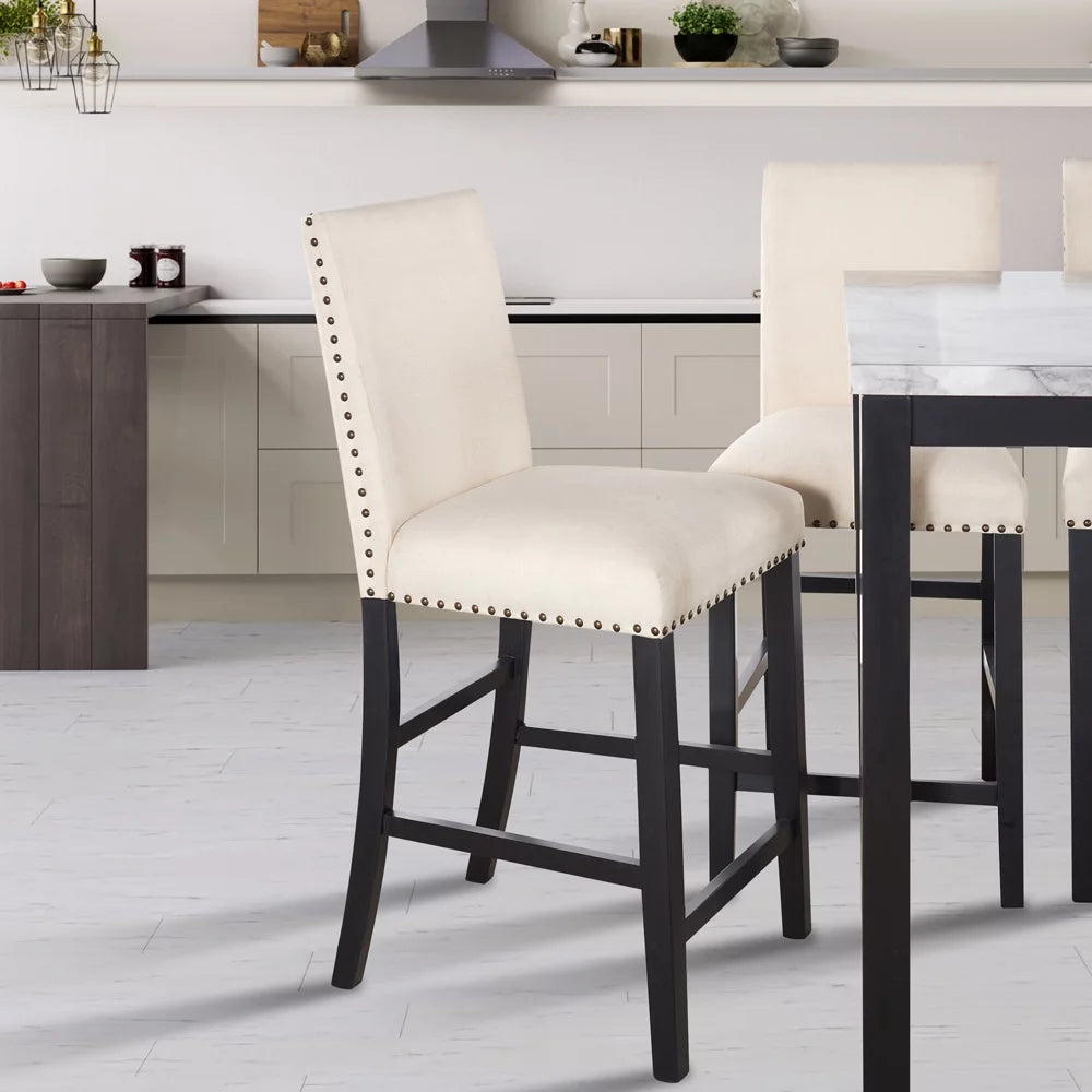 5 Pieces Counter Height Faux Marble Dining Set with 4 Upholstered Chairs X1730