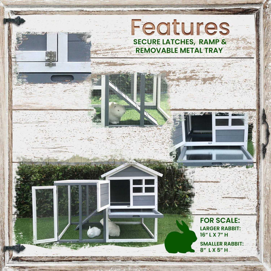 Wooden Elevated Rabbit Hutch with Ramp K870