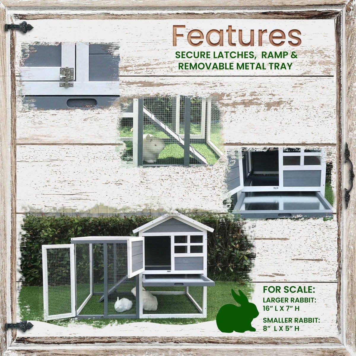 Wooden Elevated Rabbit Hutch with Ramp K870
