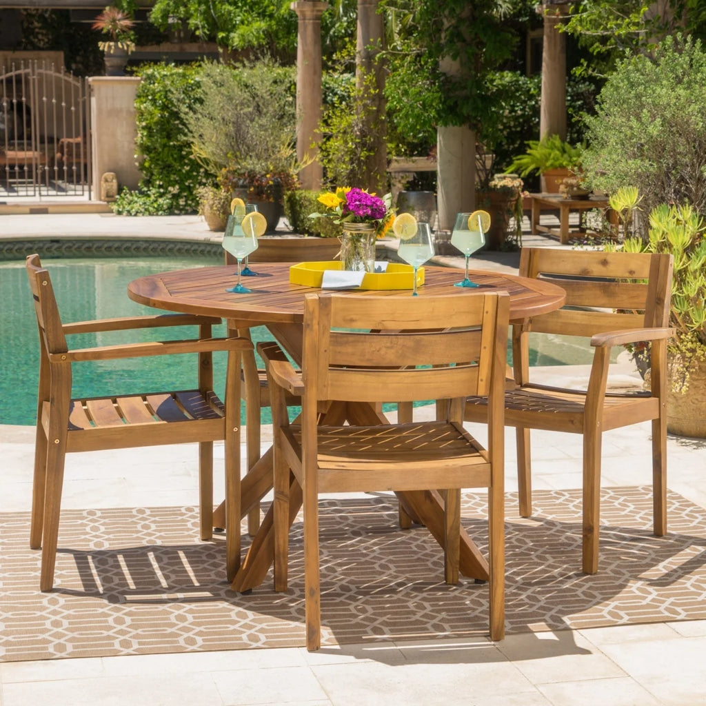 Acacia Wood 5 Piece Dining Set V919221