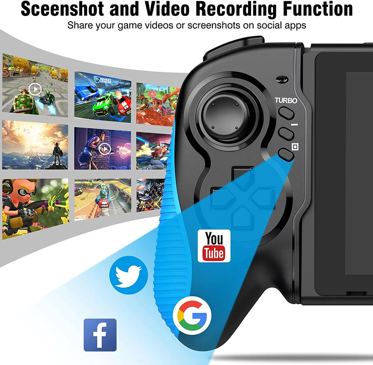 One-Piece Joypad Controller with Adjustable TURBO and Dual Motor Vibration F51721