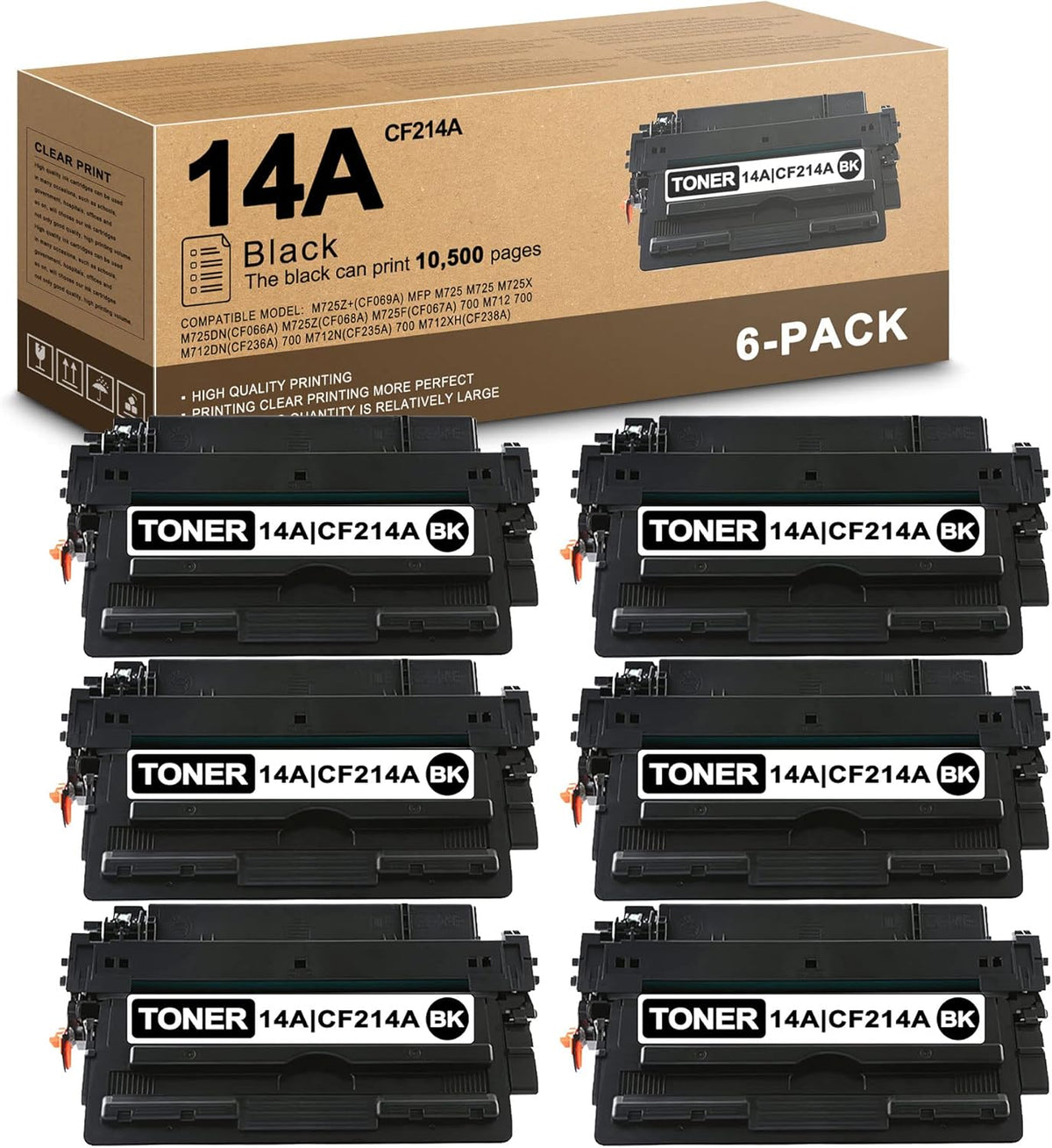 6-Pack Toner Cartridge for HP Printers Z256