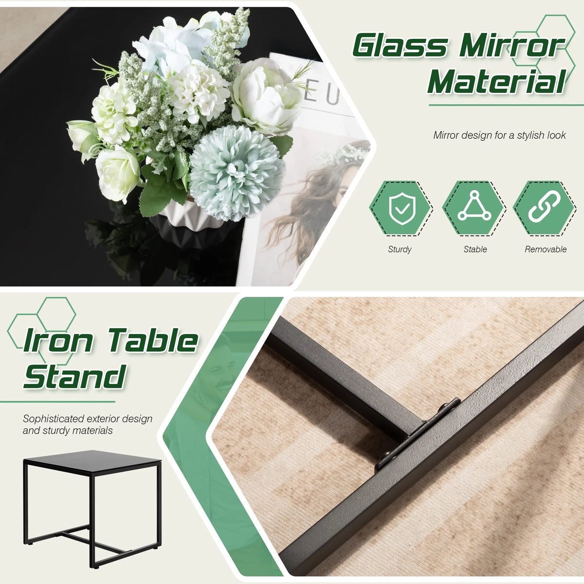 Black 3-Piece Wicker Bistro Chair Set with Coffee Table K806
