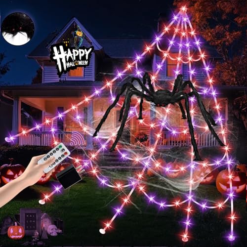 550 LED Lighted Spider Web 16.4Ft with 8 Lighting Modes X9564