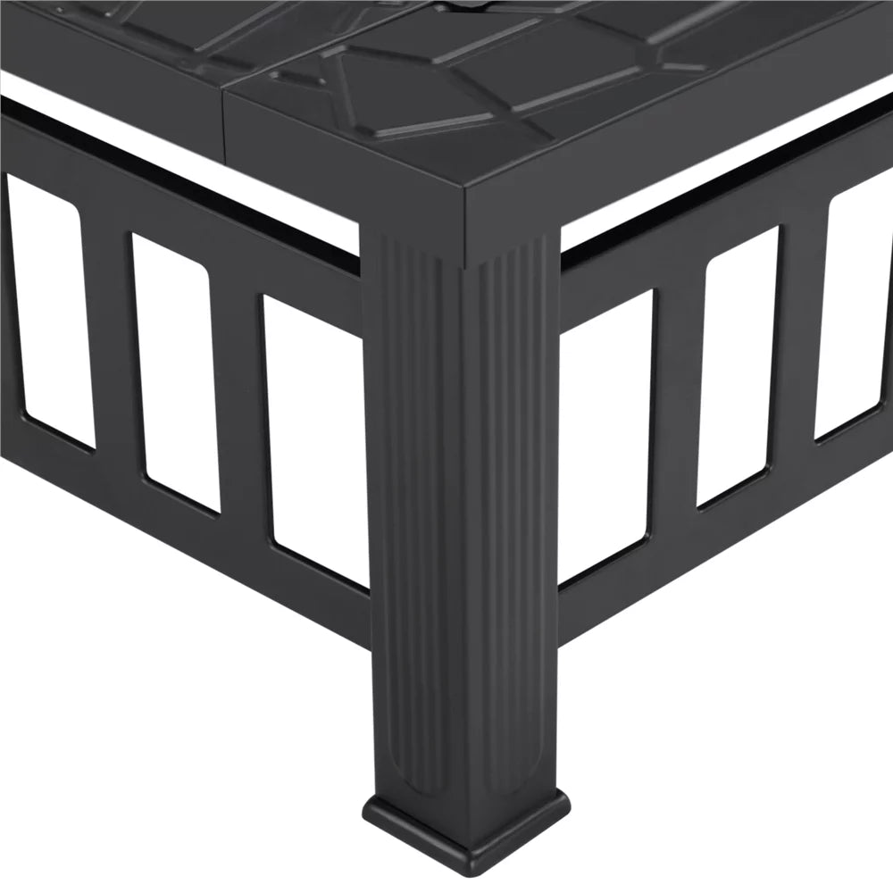 32'' Black Metal Square Fire Pit with Cover B713