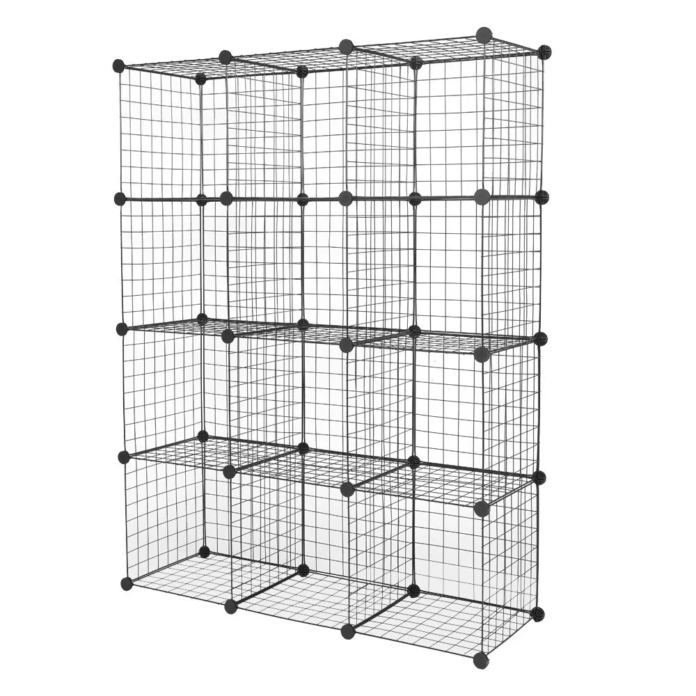 12-Cubes Metal Grid Storage Shelves Organizer E6731