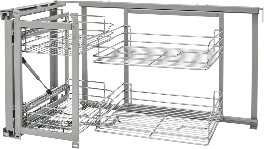 Chrome Sliding 4-Shelf Blind Corner Cabinet Organizer D388