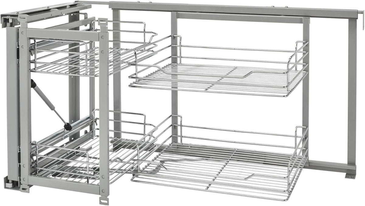Chrome Sliding 4-Shelf Blind Corner Cabinet Organizer D388