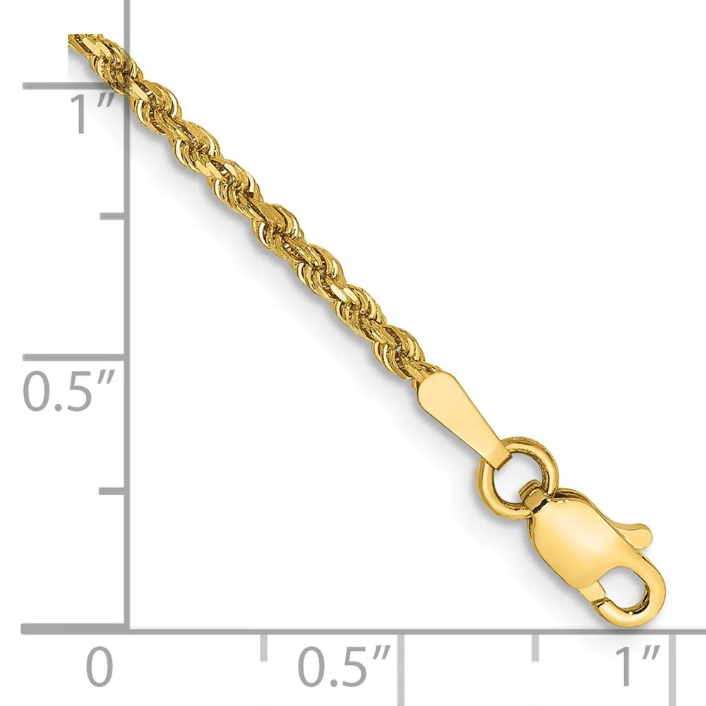 14K 6 inch 1.75mm Diamond-cut Rope Chain with Lobster Clasp B354752