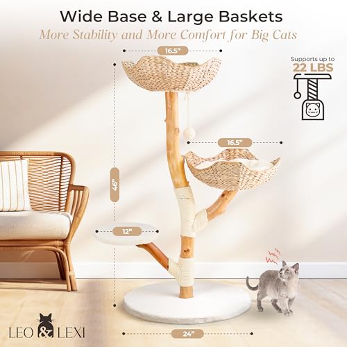 Solid Wood Cat Tree with Scratching Post and Bed M4060