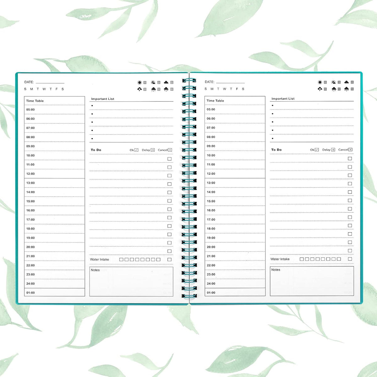 Green 5.2"x7.5" Undated Daily Planner B219395